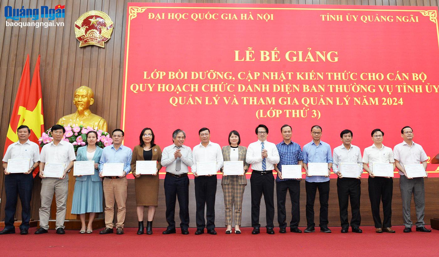 Hoàn thành bồi dưỡng hơn 430 cán bộ quy hoạch chức danh lãnh đạo, quản lý diện Ban Thường vụ Tỉnh ủy Quảng Ngãi quản lý, tham gia quản lý năm 2024